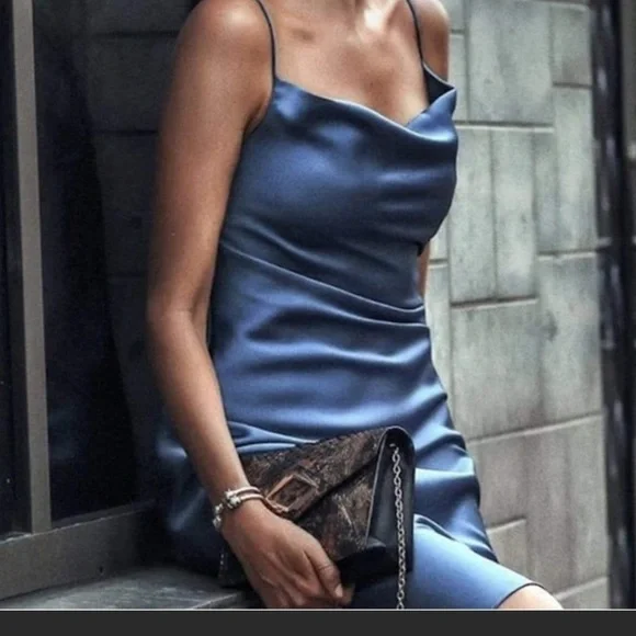 House of Harlow 1960 Navy Slip Dress - Picture 2 of 8